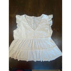 White eyelet women's top Babydoll size 2XL cottagecore prairie‎ summertime boho
